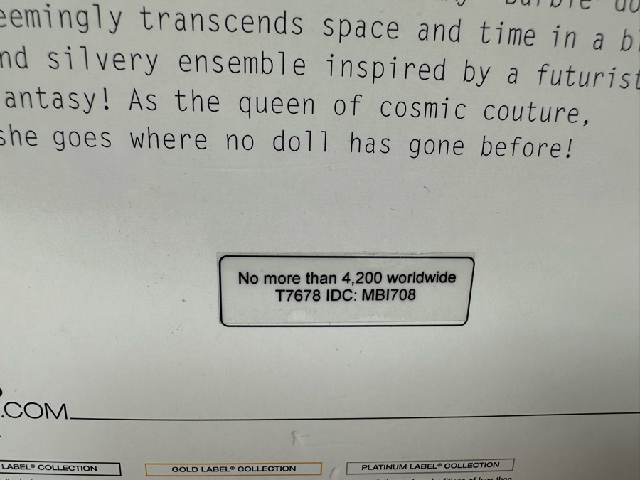 Goddess Of The Galaxy Limited Edition Of 4,200 Gold Label Collection Mattel Barbie Doll 2011 New In Box T7678 [Photo 10]