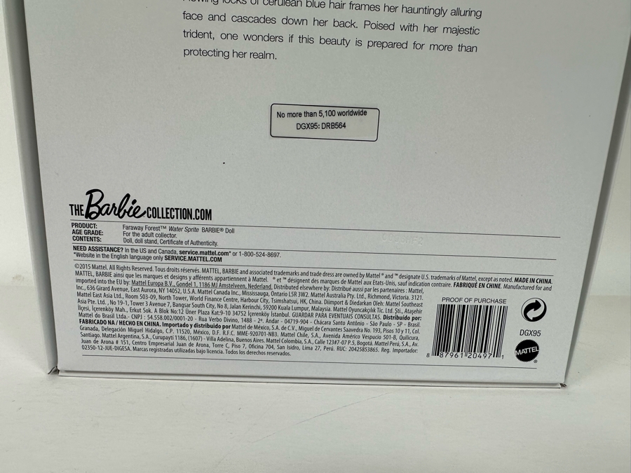 Faraway Forest Water Sprite Limited Edition Of 5,100 Gold Label Collection Mattel Barbie Doll 2015 New In Box DGX95 [Photo 11]