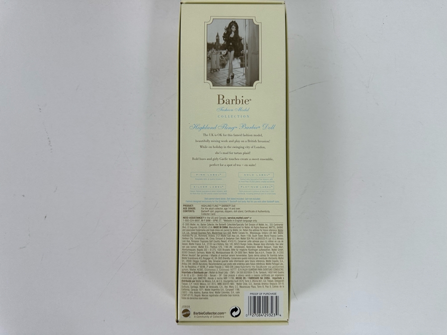 Fashion Model Collection Highland Fling Genuine Silkstone Body Limited Edition of 25,000 Gold Label Collection Mattel Barbie Doll 2005 New In Box J0939 [Photo 11]
