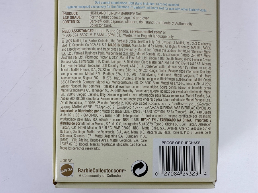 Fashion Model Collection Highland Fling Genuine Silkstone Body Limited Edition of 25,000 Gold Label Collection Mattel Barbie Doll 2005 New In Box J0939 [Photo 14]