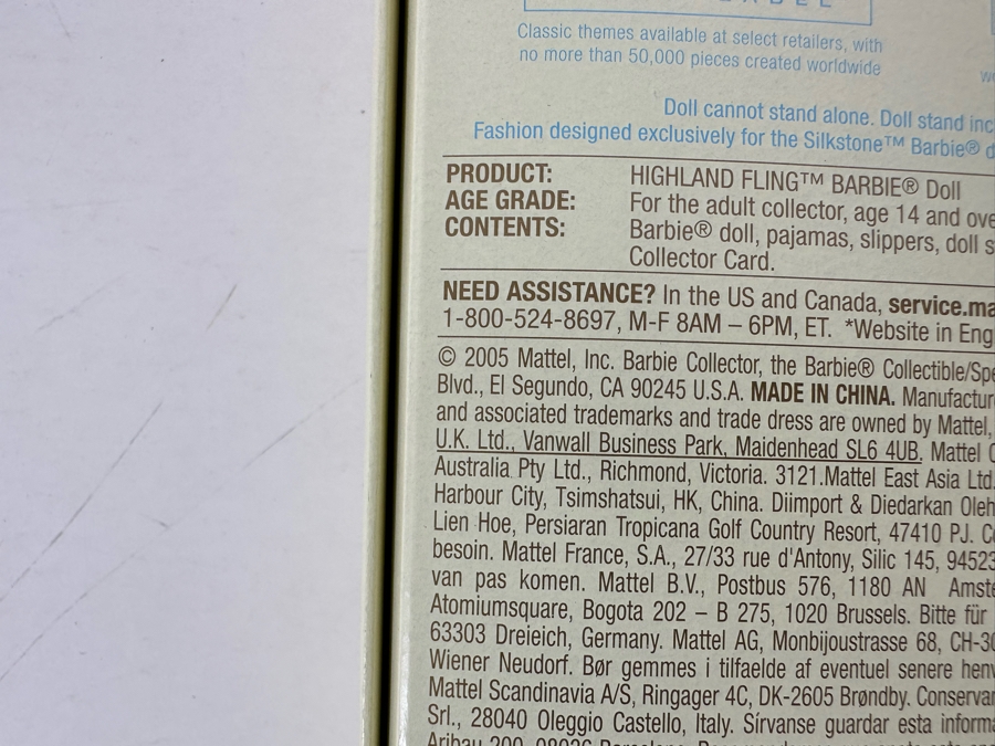 Fashion Model Collection Highland Fling Genuine Silkstone Body Limited Edition of 25,000 Gold Label Collection Mattel Barbie Doll 2005 New In Box J0939 [Photo 15]