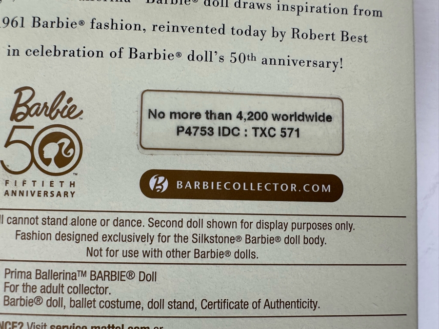 Fashion Model Collection Prima Ballerina Limited Edition Of 4,200 Gold Label Collection Mattel Barbie Doll 2009 New In Box P4753 [Photo 14]