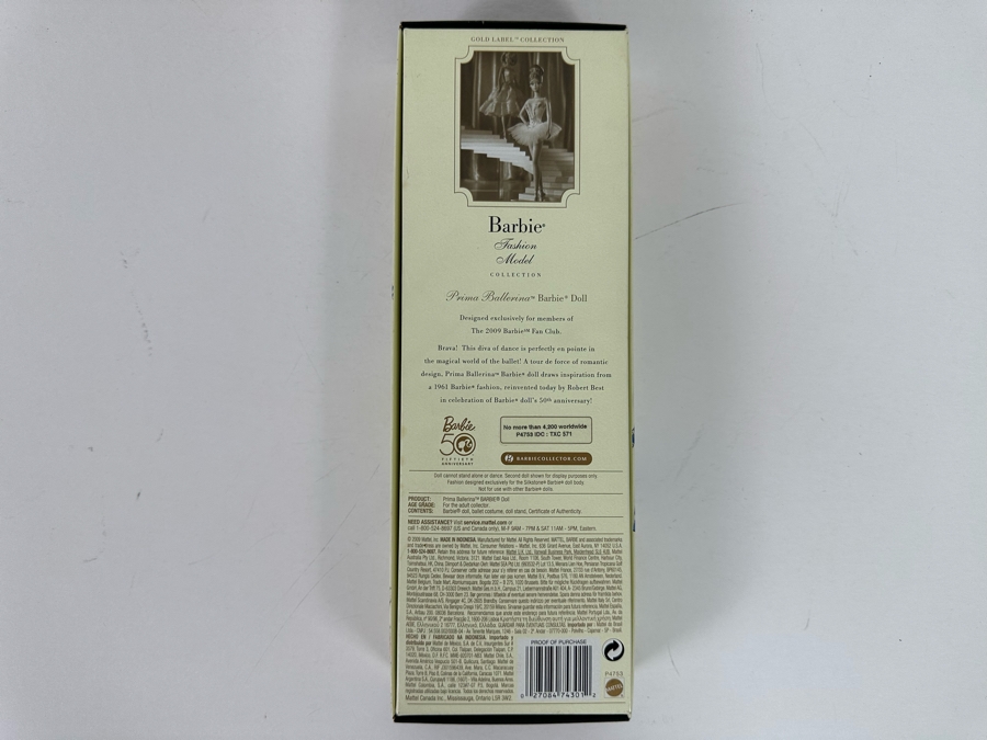 Fashion Model Collection Prima Ballerina Limited Edition Of 4,200 Gold Label Collection Mattel Barbie Doll 2009 New In Box P4753 [Photo 11]