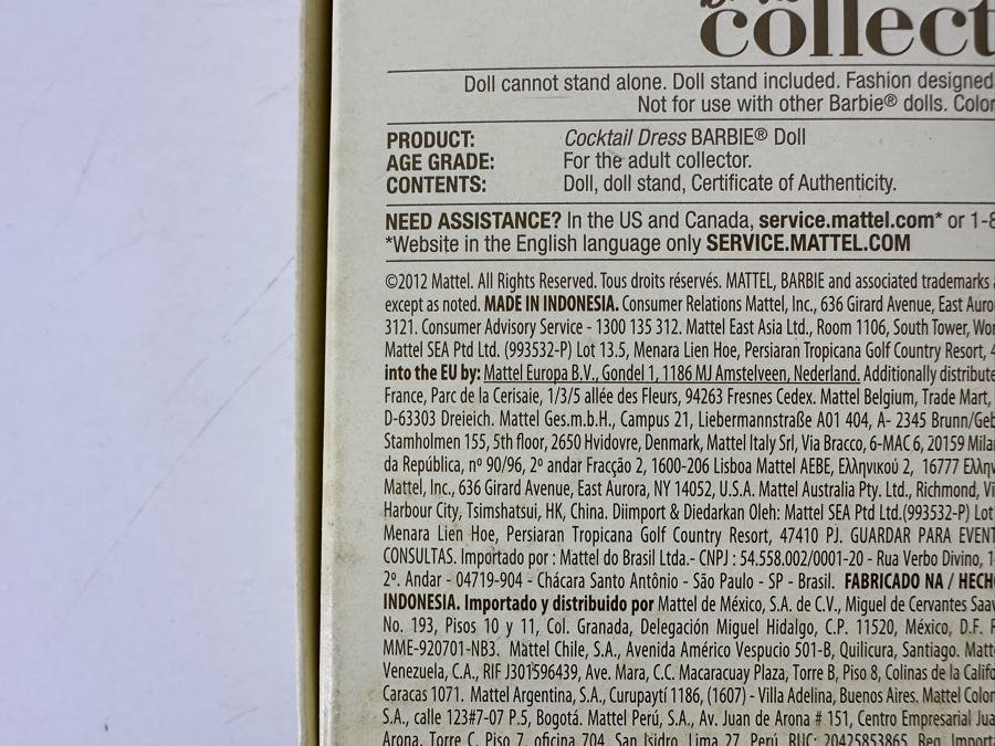 Fashion Model Collection Cocktail Dress Genuine Silkstone Body Limited Edition of 14,200 Gold Label Collection Mattel Barbie Doll 2012 New In Box X8253 [Photo 15]