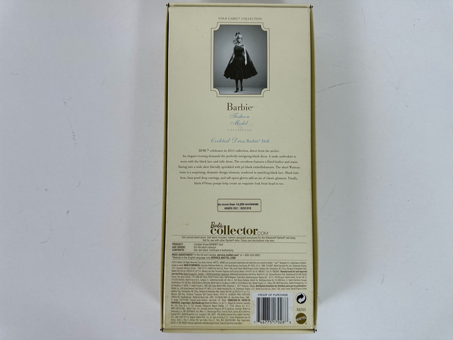 Fashion Model Collection Cocktail Dress Genuine Silkstone Body Limited Edition of 14,200 Gold Label Collection Mattel Barbie Doll 2012 New In Box X8253 [Photo 10]