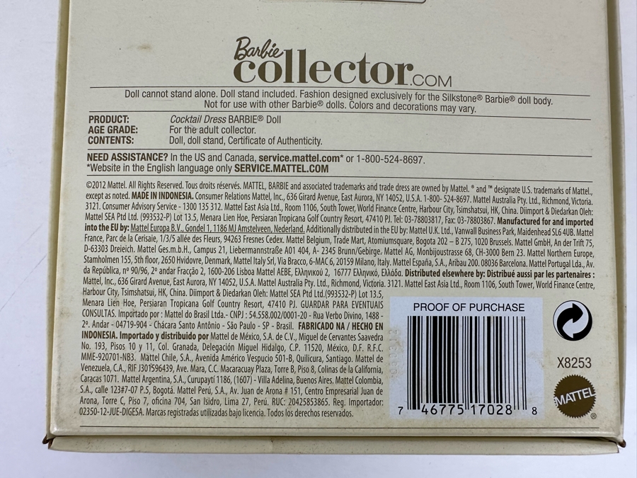 Fashion Model Collection Cocktail Dress Genuine Silkstone Body Limited Edition of 14,200 Gold Label Collection Mattel Barbie Doll 2012 New In Box X8253 [Photo 14]