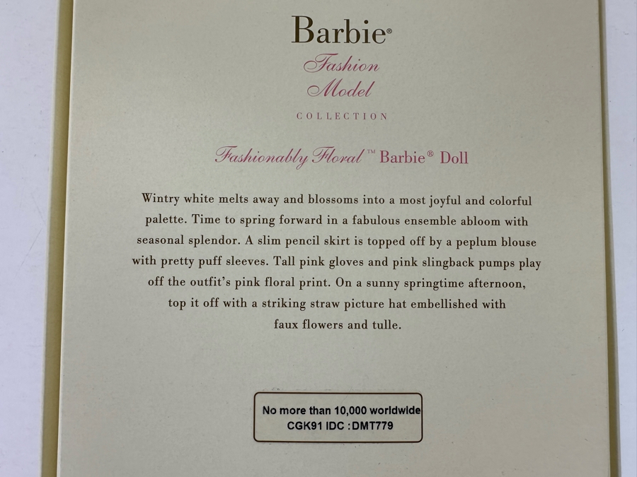 Fashion Model Fashionably Floral Genuine Silkstone Limited Edition Of 10,000 Gold Label Collection Mattel Barbie Doll 2014 New In Box CGK91 [Photo 10]