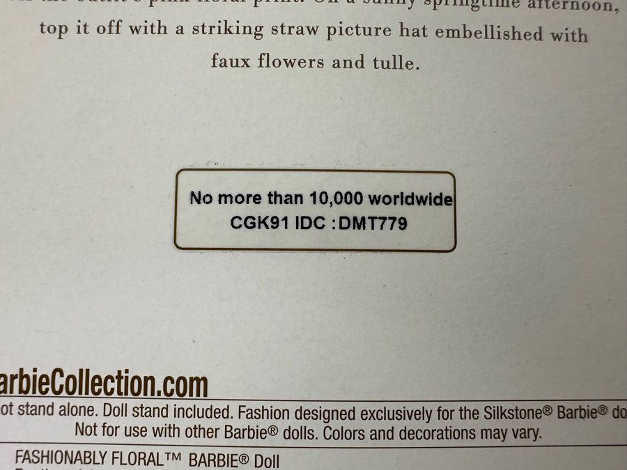 Fashion Model Fashionably Floral Genuine Silkstone Limited Edition Of 10,000 Gold Label Collection Mattel Barbie Doll 2014 New In Box CGK91 [Photo 11]