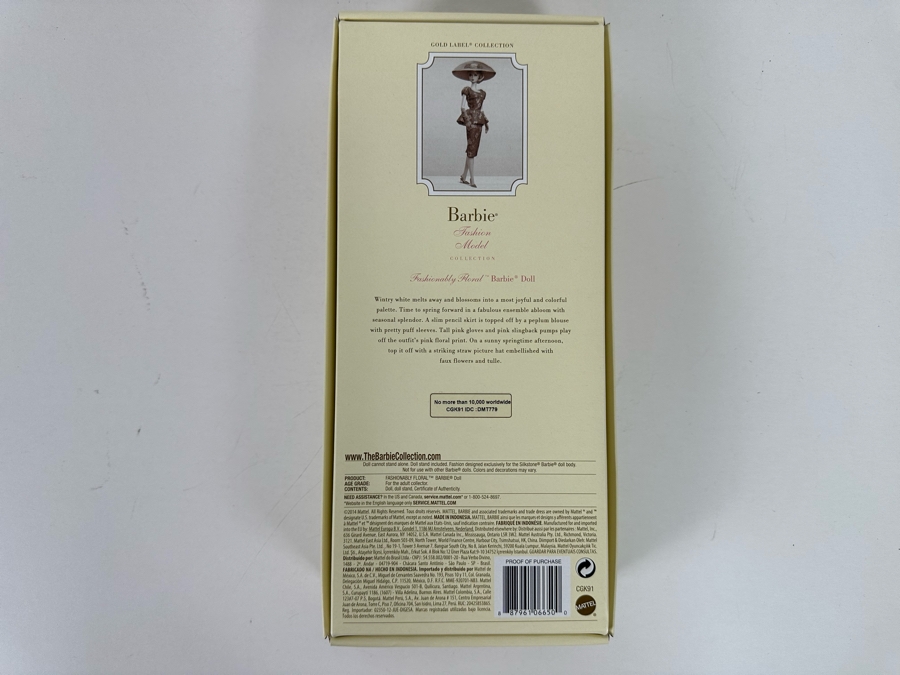 Fashion Model Fashionably Floral Genuine Silkstone Limited Edition Of 10,000 Gold Label Collection Mattel Barbie Doll 2014 New In Box CGK91 [Photo 8]