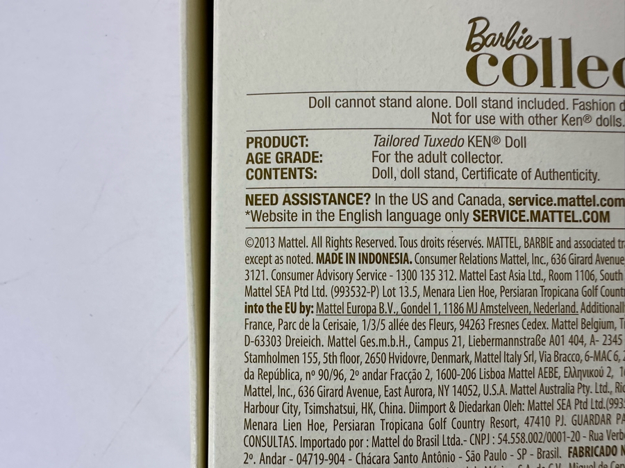 Fashion Model Collection Tailored Tuxedo Ken Genuine Silkstone Body Limited Edition of 4,000 Gold Label Collection Mattel Barbie Doll 2013 New In Box X8283 [Photo 14]