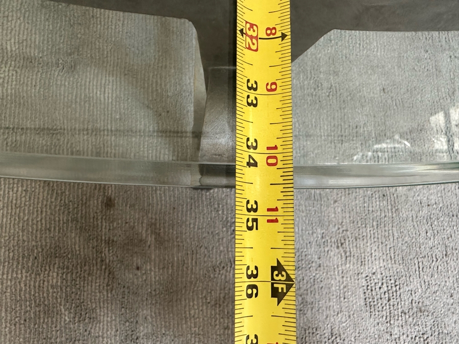 Oval Beveled Glass Coffee Table With Metal Base 58W X 34.5D X 19.5H [Photo 7]