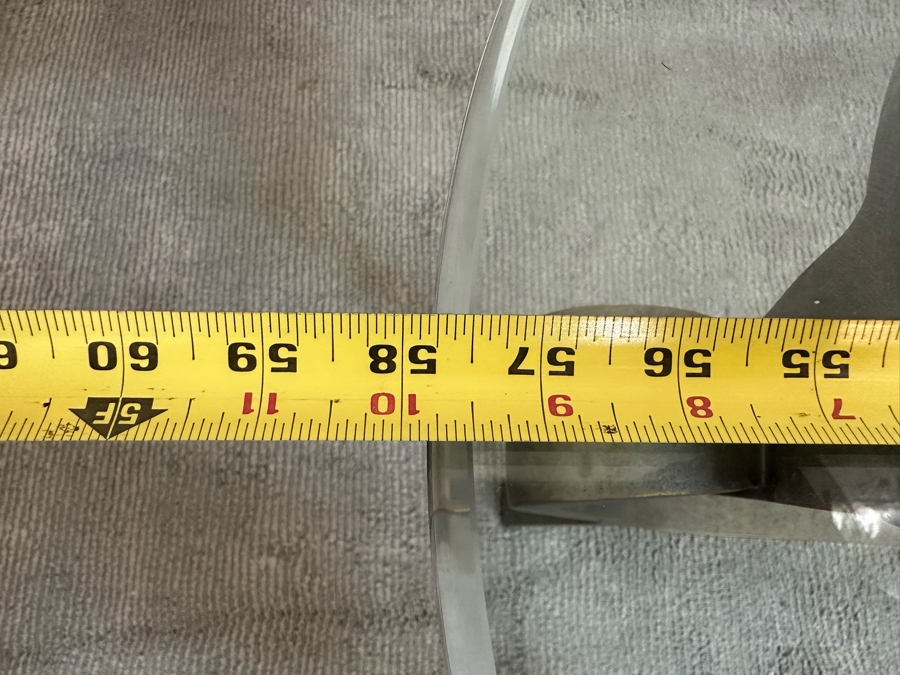 Oval Beveled Glass Coffee Table With Metal Base 58W X 34.5D X 19.5H [Photo 6]