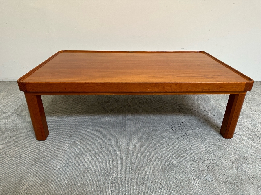 Mid-Century Modern Custom Solid Teak Coffee Table With Raised Lip Made In Newport Beach 52W X 31.5D X 16H [Photo 4]