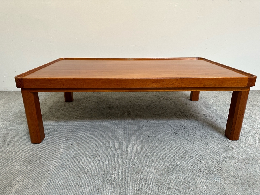 Mid-Century Modern Custom Solid Teak Coffee Table With Raised Lip Made In Newport Beach 52W X 31.5D X 16H [Photo 5]