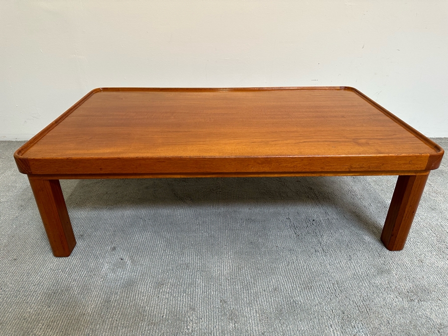 Mid-Century Modern Custom Solid Teak Coffee Table With Raised Lip Made In Newport Beach 52W X 31.5D X 16H [Photo 6]