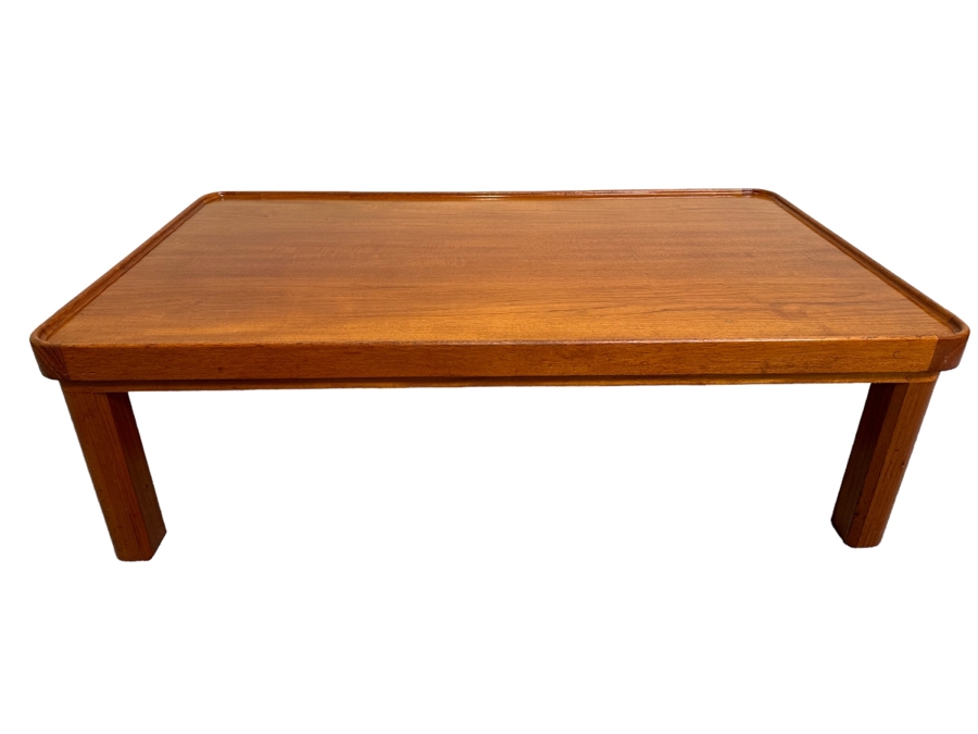 Mid-Century Modern Custom Solid Teak Coffee Table With Raised Lip Made In Newport Beach 52W X 31.5D X 16H [Photo 1]