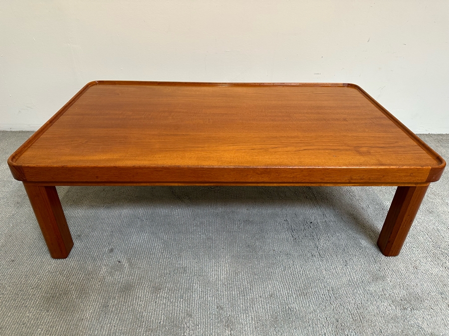 Mid-Century Modern Custom Solid Teak Coffee Table With Raised Lip Made In Newport Beach 52W X 31.5D X 16H [Photo 2]