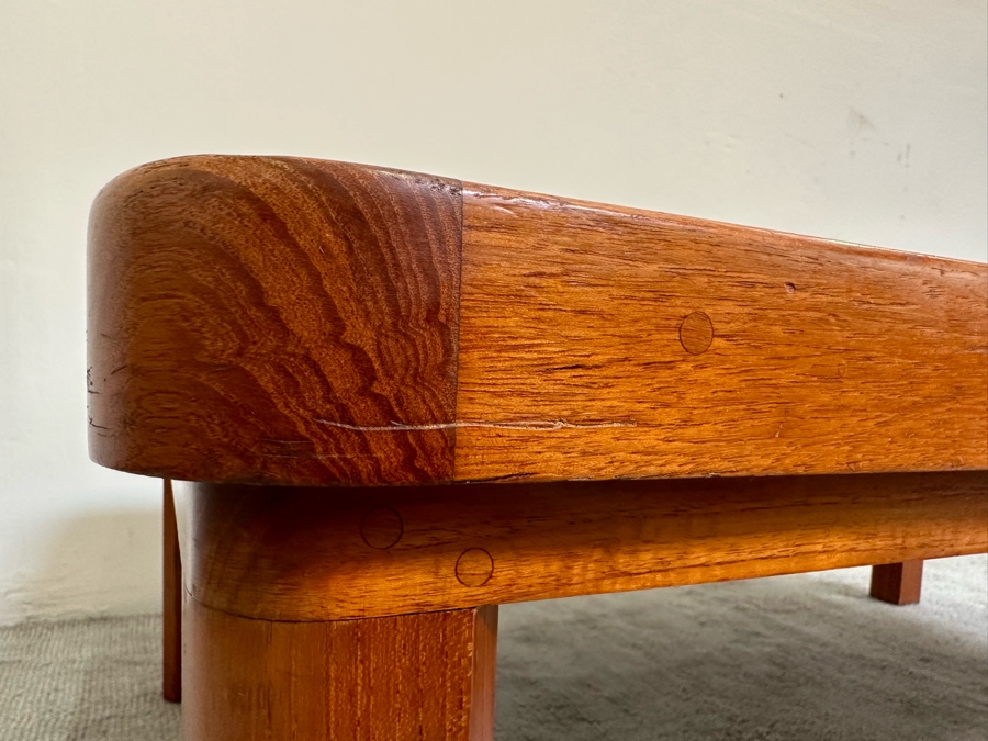 Mid-Century Modern Custom Solid Teak Coffee Table With Raised Lip Made In Newport Beach 52W X 31.5D X 16H [Photo 12]