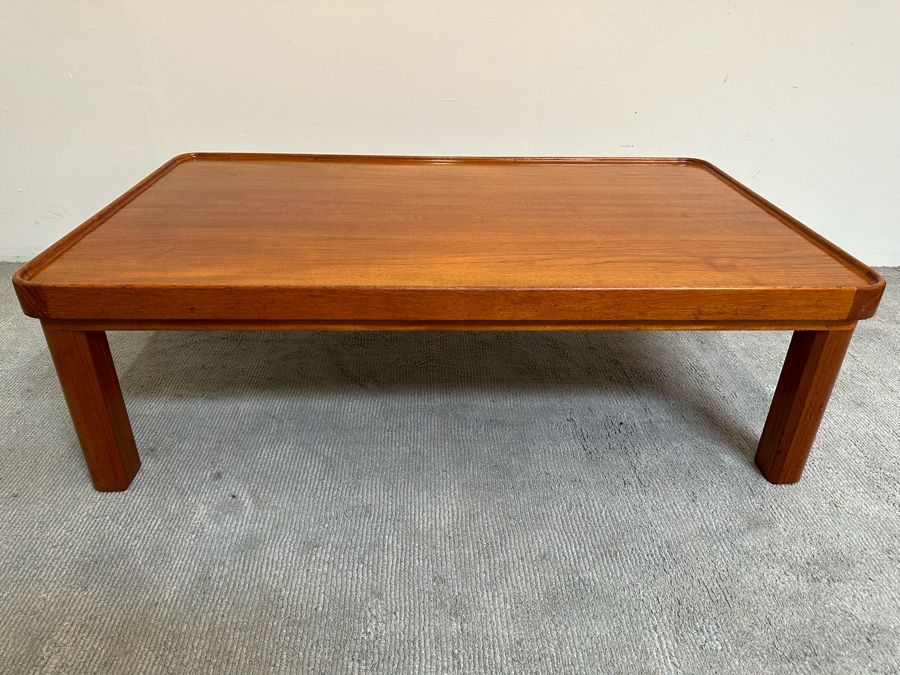Mid-Century Modern Custom Solid Teak Coffee Table With Raised Lip Made In Newport Beach 52W X 31.5D X 16H [Photo 3]