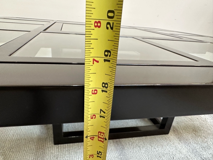 Contemporary Black Lacquer Geometric Coffee Table With Inset Glass Squares 53.5W X 53.5D X 18H [Photo 13]