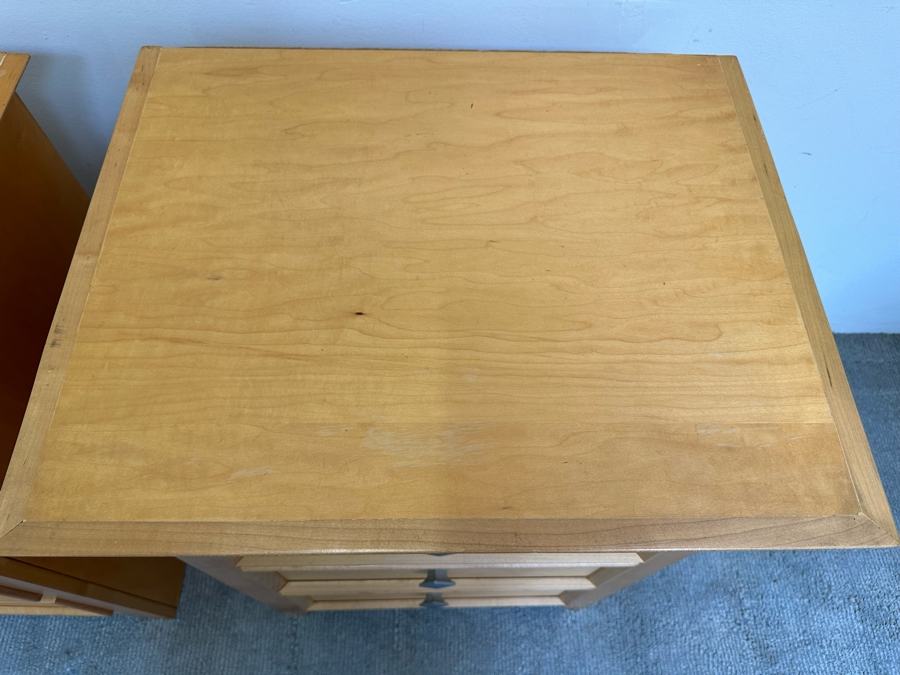 Pair Of Light Blonde Wooden Nightstands 24.5W X 20D 32H [Photo 7]