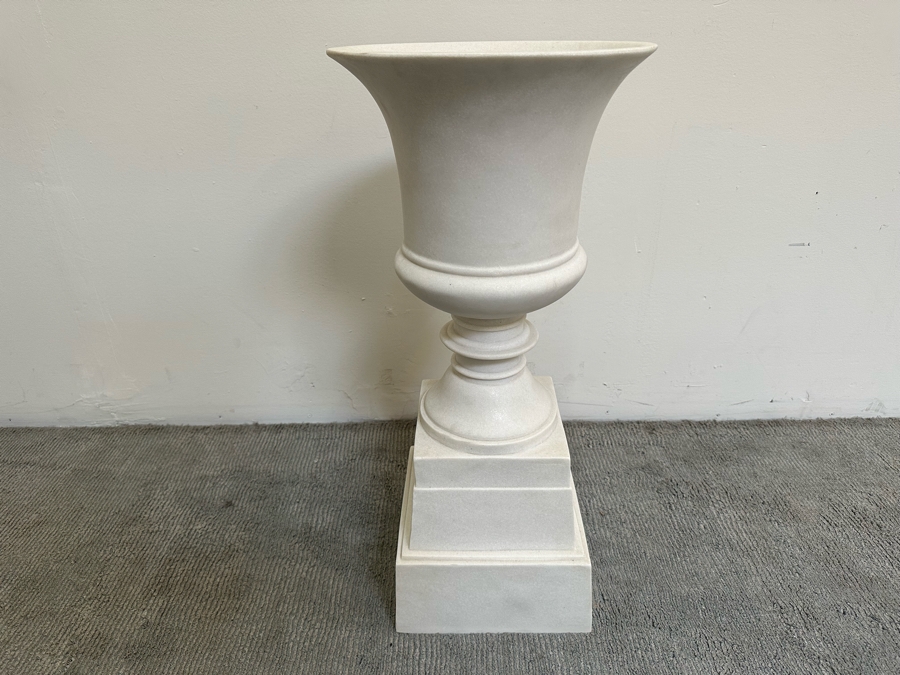 Large White Faux Marble Urn Planter 14W X 29.5H [Photo 4]