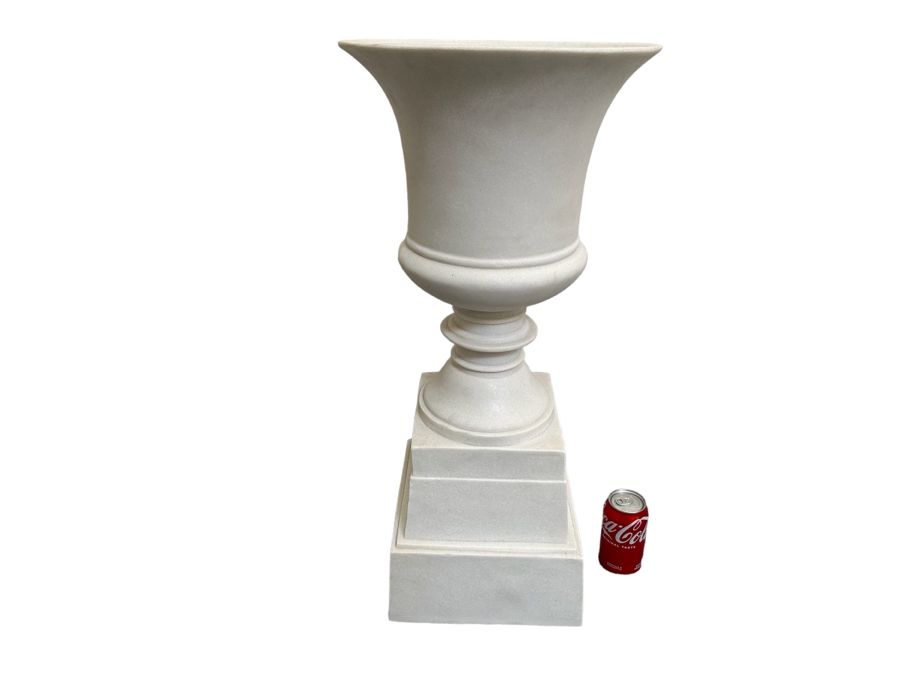 Large White Faux Marble Urn Planter 14W X 29.5H [Photo 1]