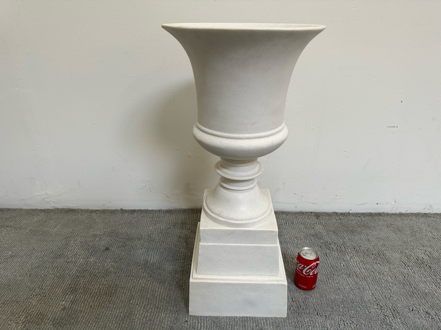 Large White Faux Marble Urn Planter 14W X 29.5H [Photo 5]