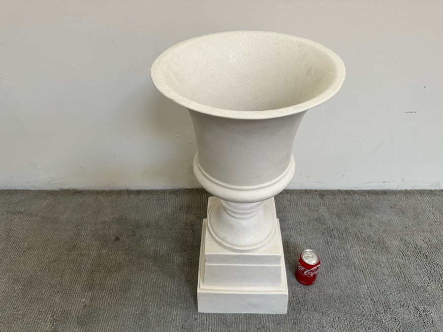 Large White Faux Marble Urn Planter 14W X 29.5H [Photo 6]