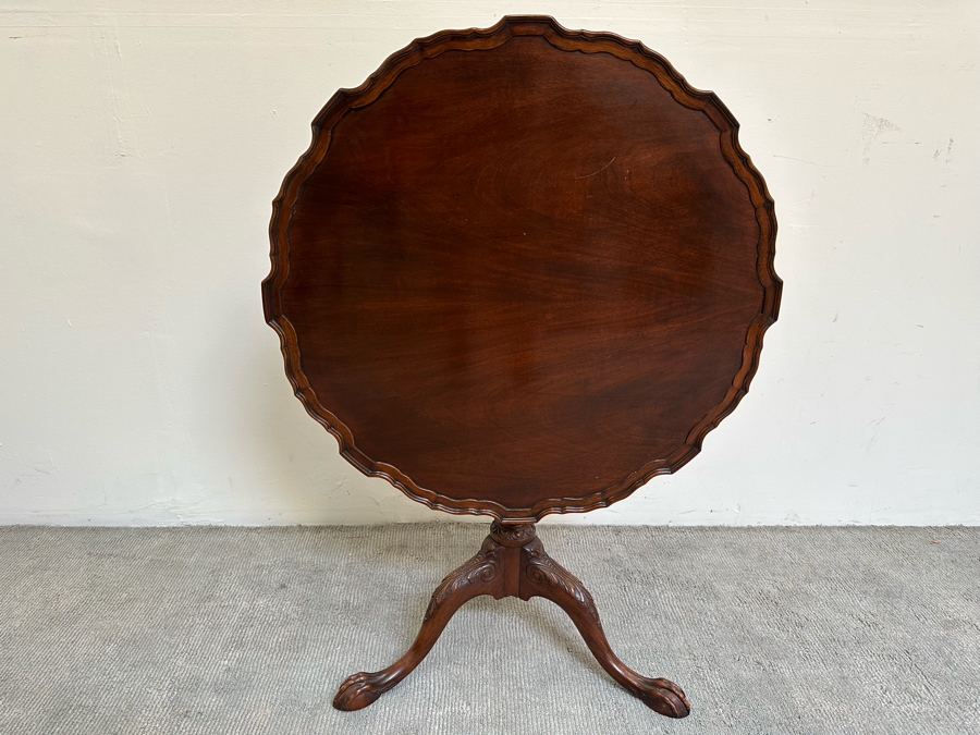 Vintage Solid Wooden Tilt Top Table 32W X 28H [Photo 4]
