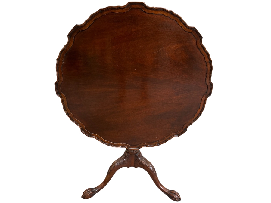 Vintage Solid Wooden Tilt Top Table 32W X 28H [Photo 1]
