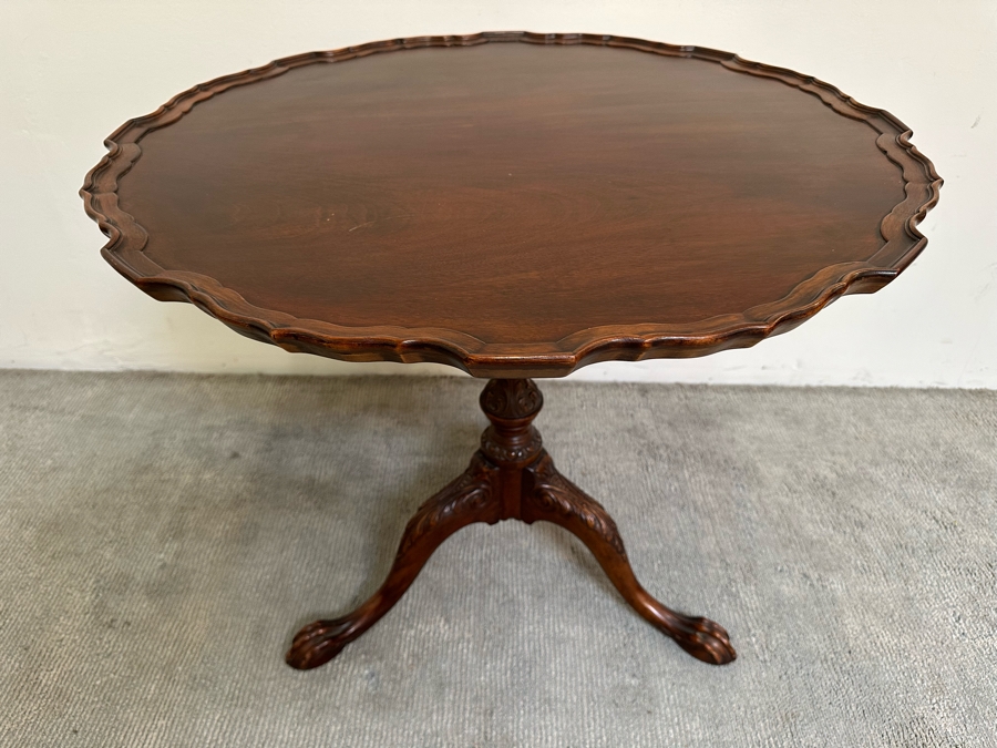 Vintage Solid Wooden Tilt Top Table 32W X 28H [Photo 13]