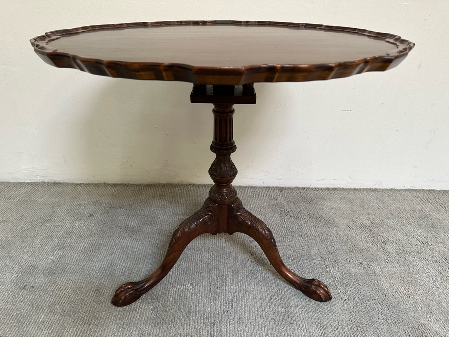 Vintage Solid Wooden Tilt Top Table 32W X 28H [Photo 7]