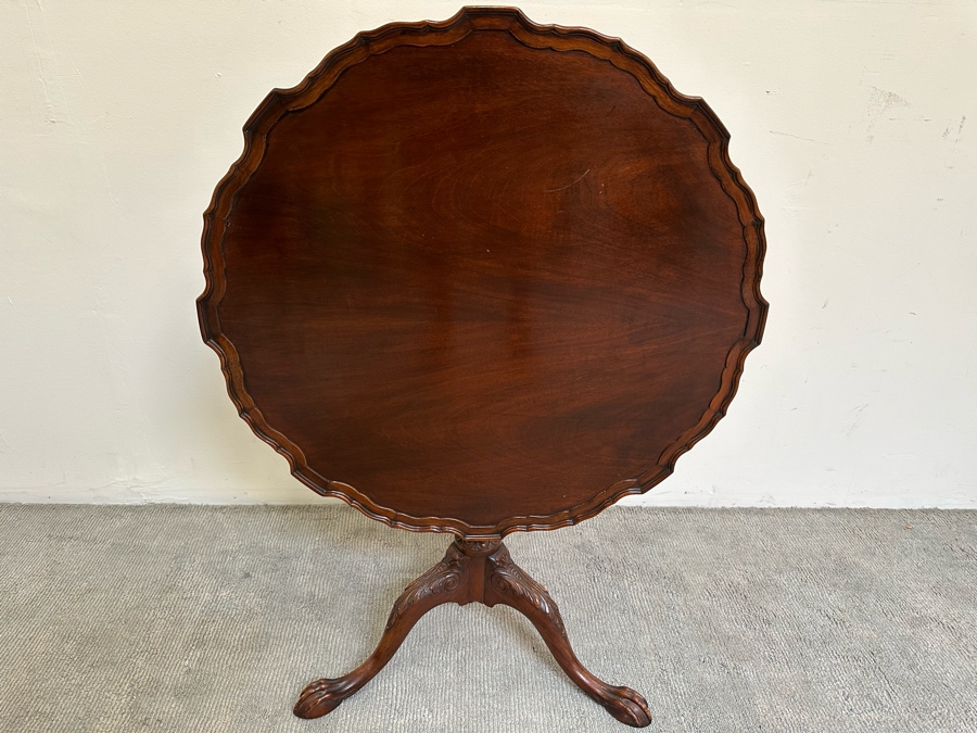 Vintage Solid Wooden Tilt Top Table 32W X 28H [Photo 3]