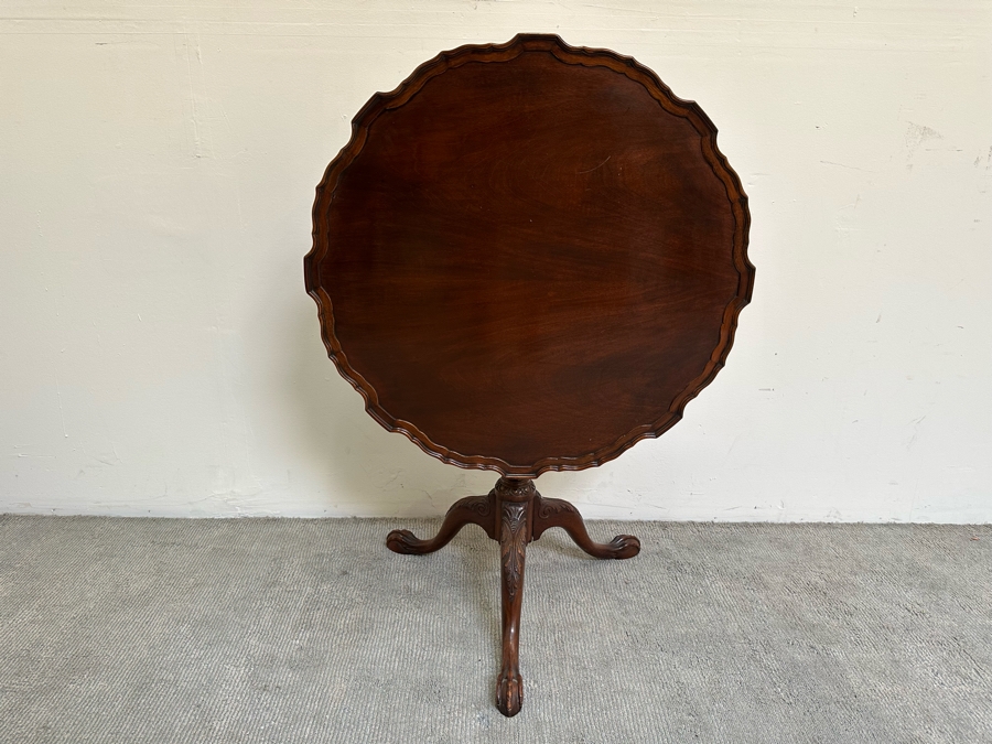 Vintage Solid Wooden Tilt Top Table 32W X 28H [Photo 5]