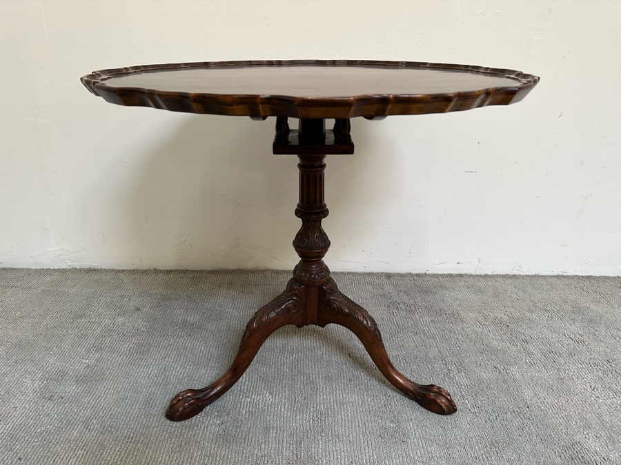 Vintage Solid Wooden Tilt Top Table 32W X 28H [Photo 8]