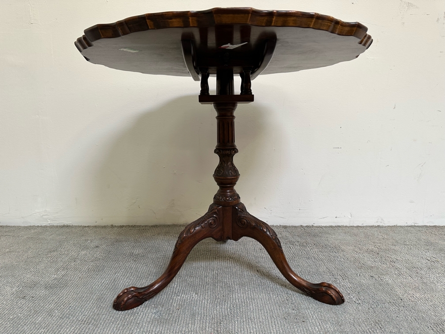 Vintage Solid Wooden Tilt Top Table 32W X 28H [Photo 9]