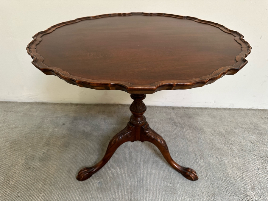Vintage Solid Wooden Tilt Top Table 32W X 28H [Photo 12]
