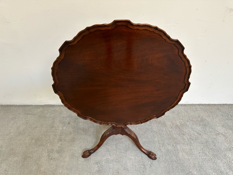 Vintage Solid Wooden Tilt Top Table 32W X 28H [Photo 14]