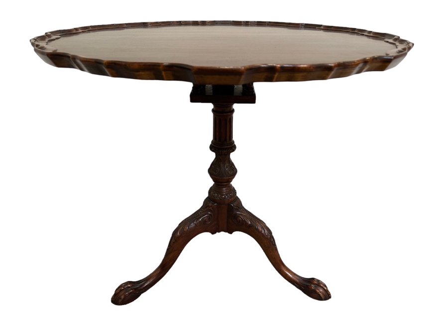 Vintage Solid Wooden Tilt Top Table 32W X 28H [Photo 2]