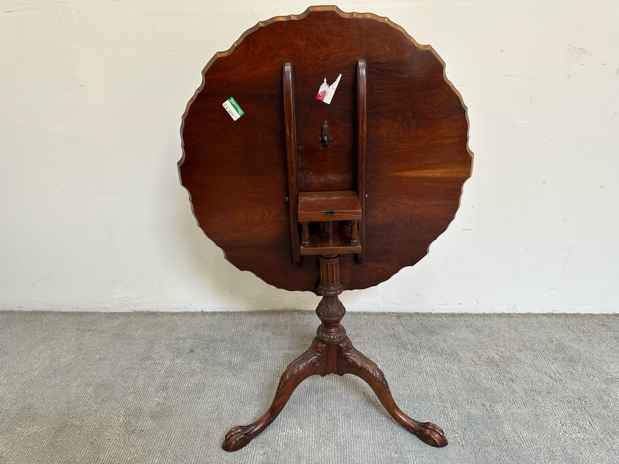 Vintage Solid Wooden Tilt Top Table 32W X 28H [Photo 6]