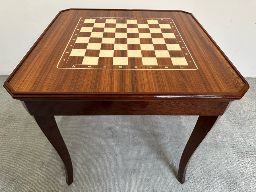 Stunning Italian Inlaid Marquetry Wooden Gaming Table With Reversible Top - See Photos 30.5W X 29.5H [Photo 5]