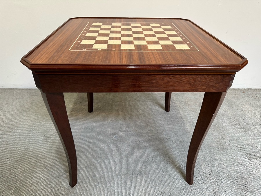 Stunning Italian Inlaid Marquetry Wooden Gaming Table With Reversible Top - See Photos 30.5W X 29.5H [Photo 8]