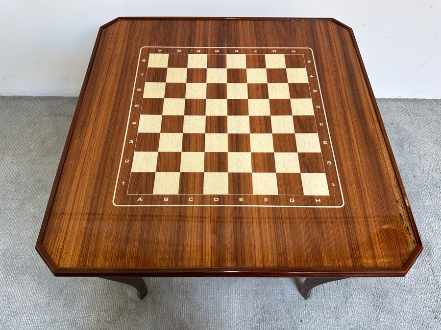 Stunning Italian Inlaid Marquetry Wooden Gaming Table With Reversible Top - See Photos 30.5W X 29.5H [Photo 7]