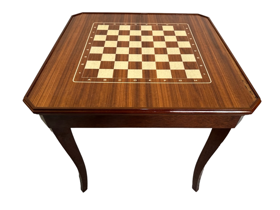Stunning Italian Inlaid Marquetry Wooden Gaming Table With Reversible Top - See Photos 30.5W X 29.5H [Photo 1]