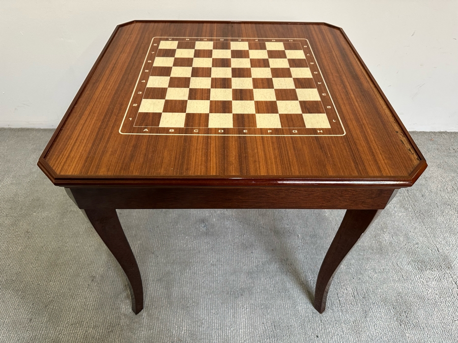 Stunning Italian Inlaid Marquetry Wooden Gaming Table With Reversible Top - See Photos 30.5W X 29.5H [Photo 3]