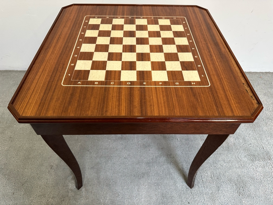 Stunning Italian Inlaid Marquetry Wooden Gaming Table With Reversible Top - See Photos 30.5W X 29.5H [Photo 4]