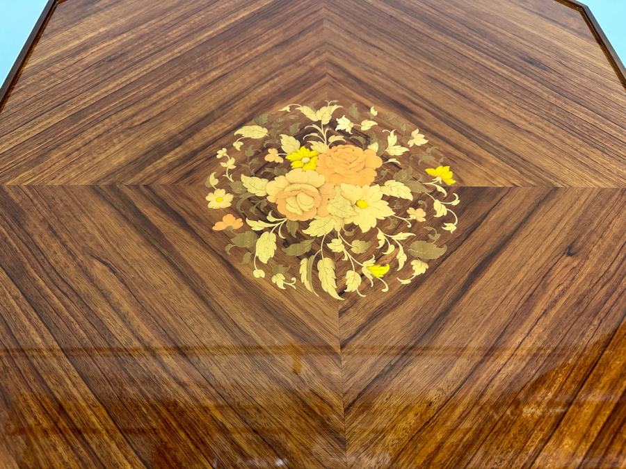 Stunning Italian Inlaid Marquetry Wooden Gaming Table With Reversible Top - See Photos 30.5W X 29.5H [Photo 13]