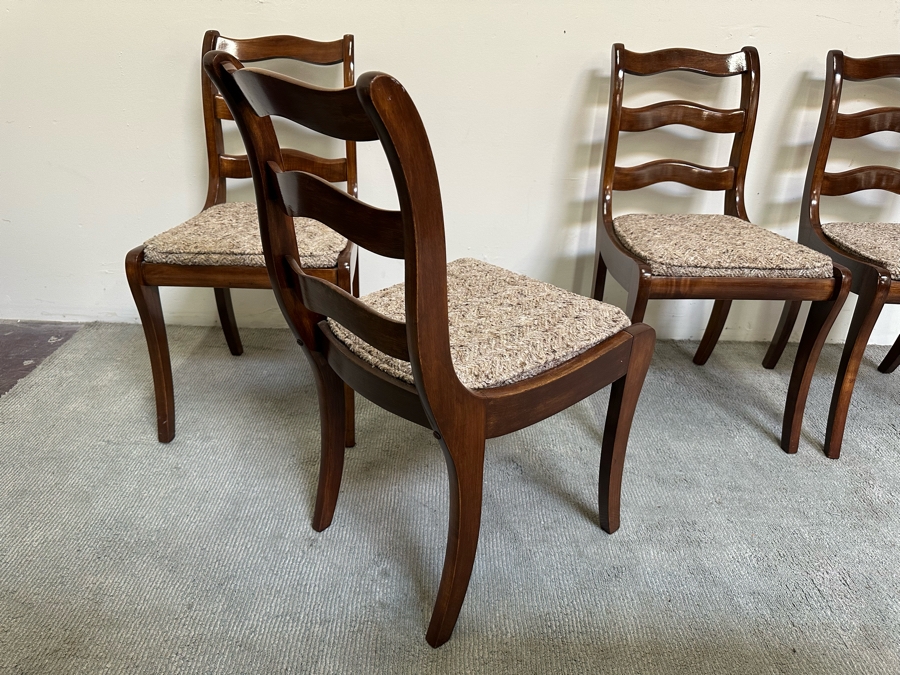 Set Of Four Vintage Wooden Dining Chairs [Photo 6]