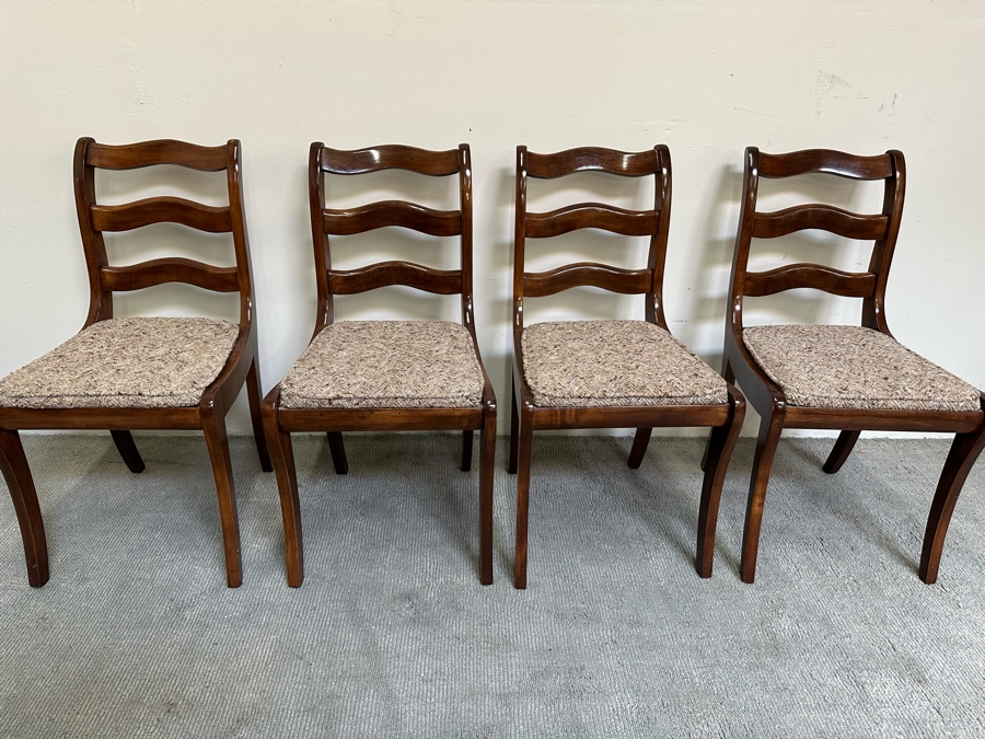 Set Of Four Vintage Wooden Dining Chairs [Photo 3]